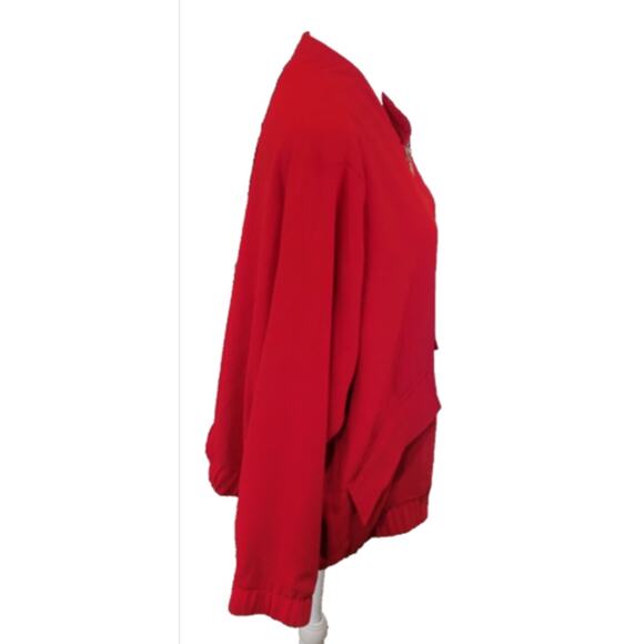 Chico's Women's Bomber Jacket Size XL Red Full Zip Lined Pockets - Picture 6 of 11